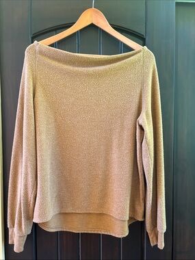 Project Social T Off-the-Shoulder Sweater in Camel